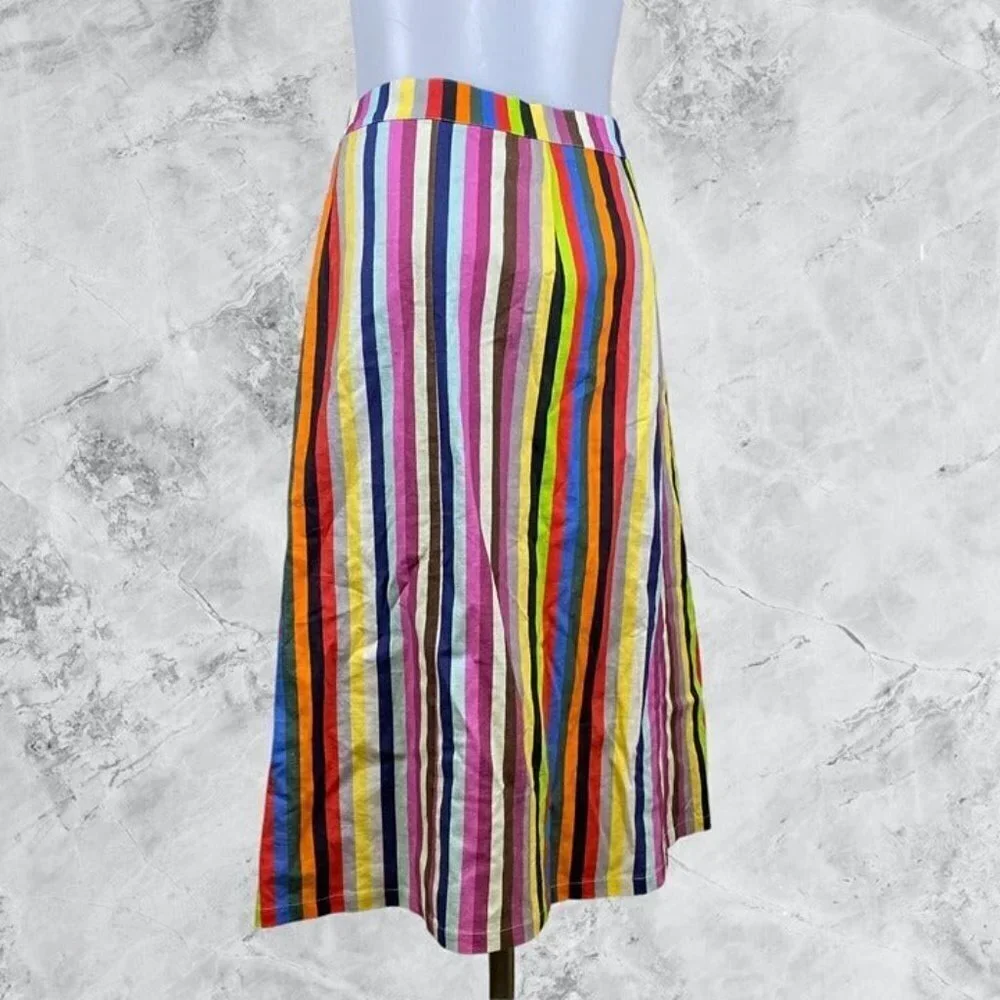 LPA Button Up Midi Skirt - Rainbow Stripe